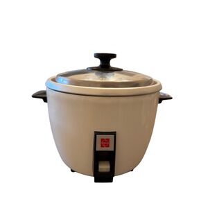 Vintage National Rice Cooker Steamer 1.5L 8 Cup White with Steamer Tray